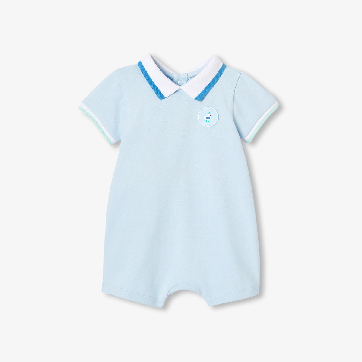 JACADI EQUINOXE SHORT SLEEVE COLLAR ROMPER