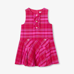 JACADI RUFFLE FRILL PLAID PINAFORE JUMPER