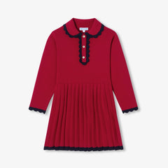 JACADI VANESSA SCALLOPED TRIM SOFTLY PLEATED DRESS