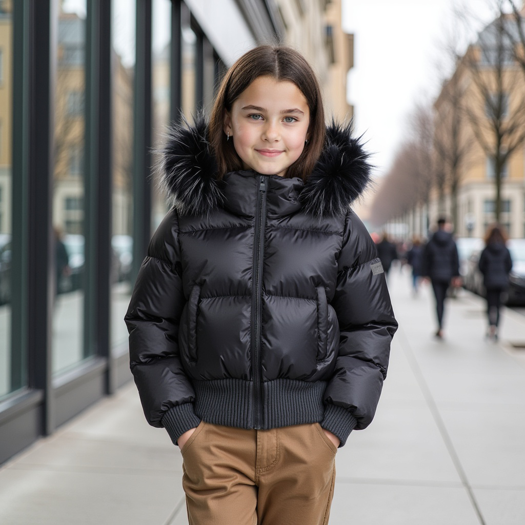 SCOTCH BONNET FUR HOOD ELASTIC COAT