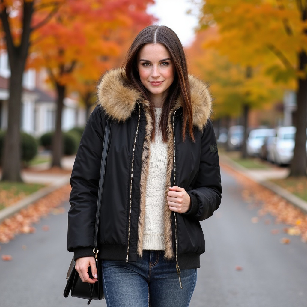 SCOTCH BONNET NATURAL FUR HOOD COAT WITH FUR LINNING