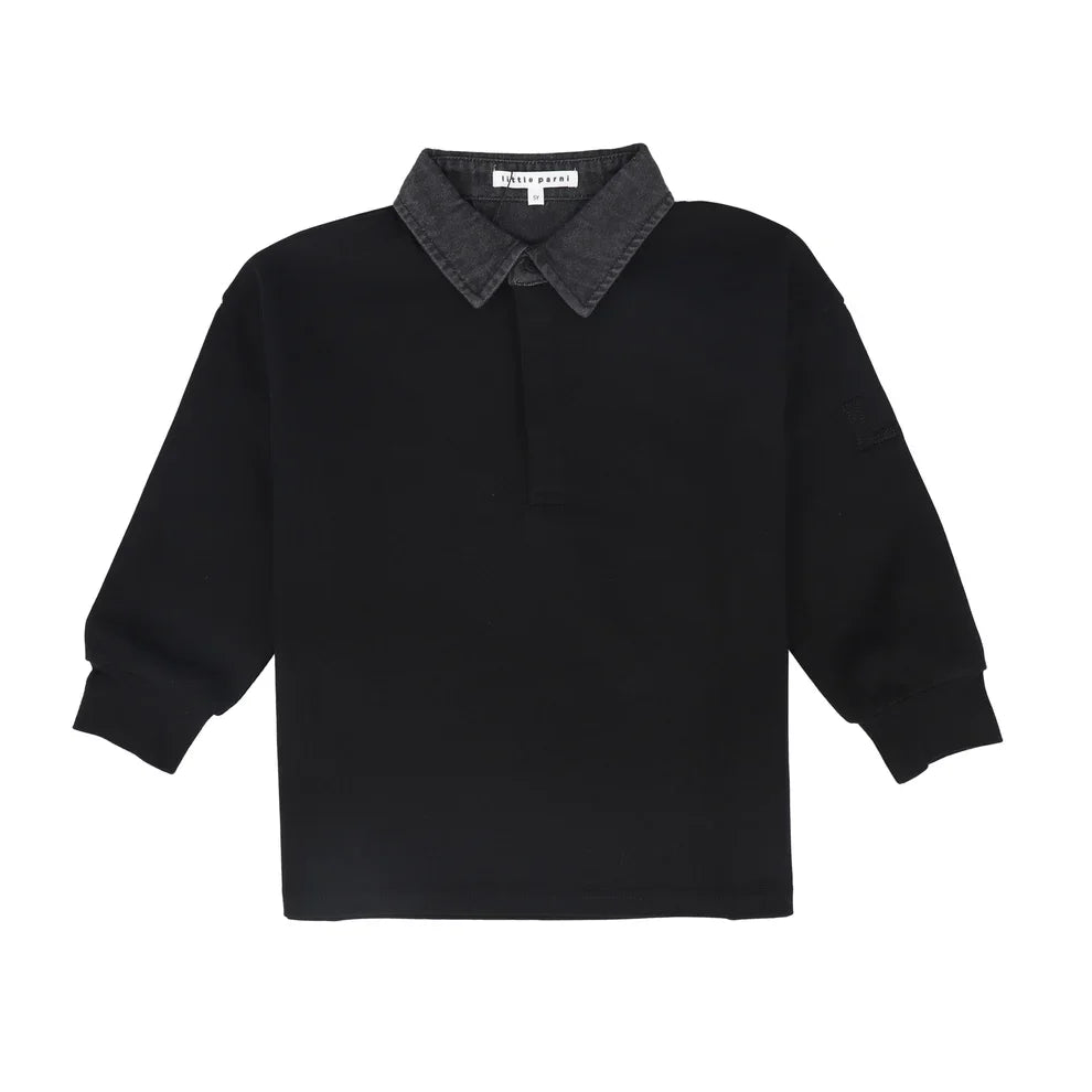 LITTLE PARNI DENIM COLLAR POLO