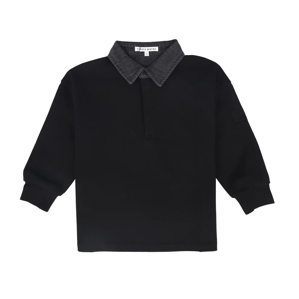 LITTLE PARNI DENIM COLLAR POLO
