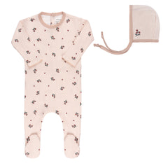ELYS & CO. 2PC STRAWBERRY FOOTIE AND BONNET SET