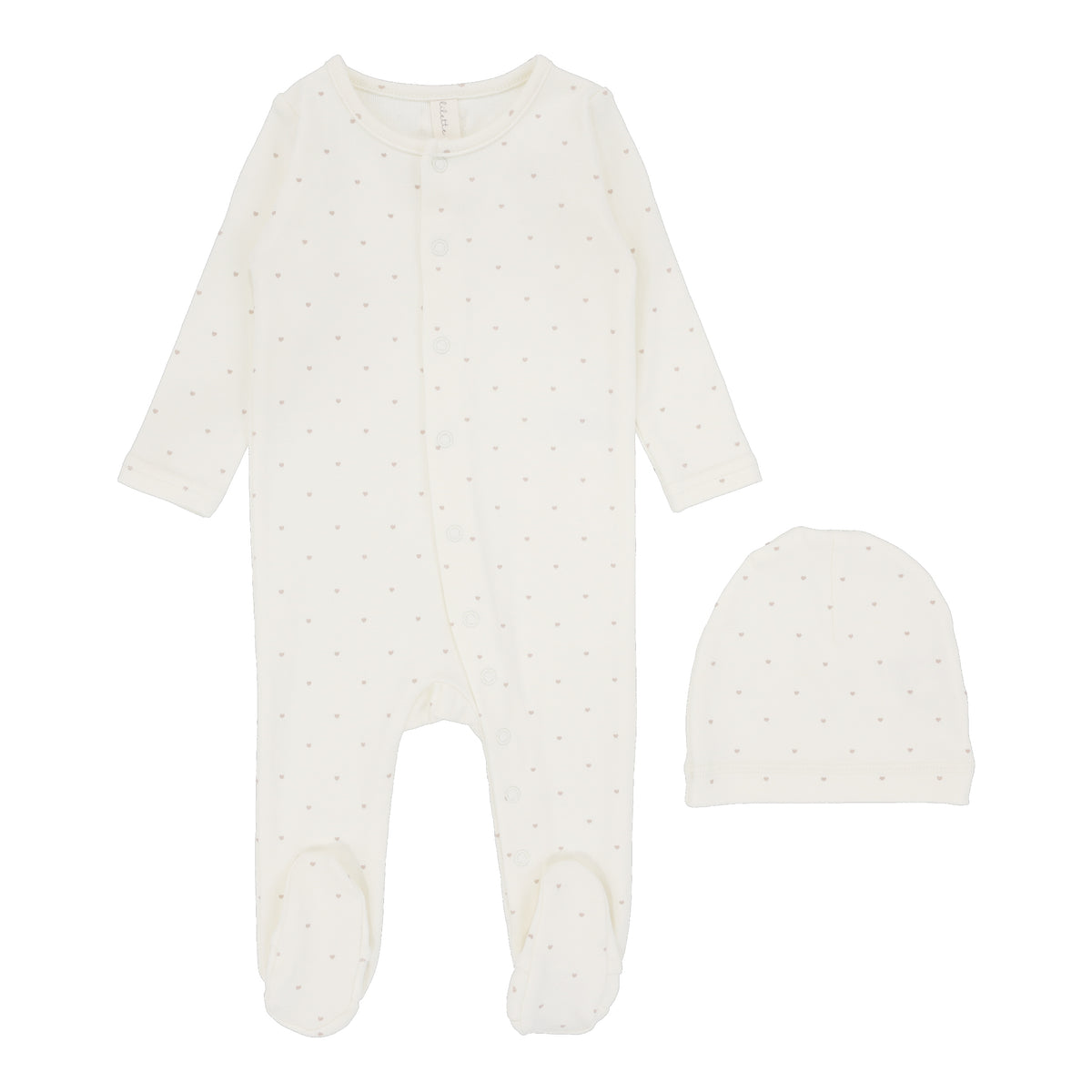 LILETTE 2PC TINY HEART FOOTIE AND BEANIE SET