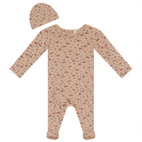 FRAGILE 2PC PRINT  FOOTIE + BEANIE SET