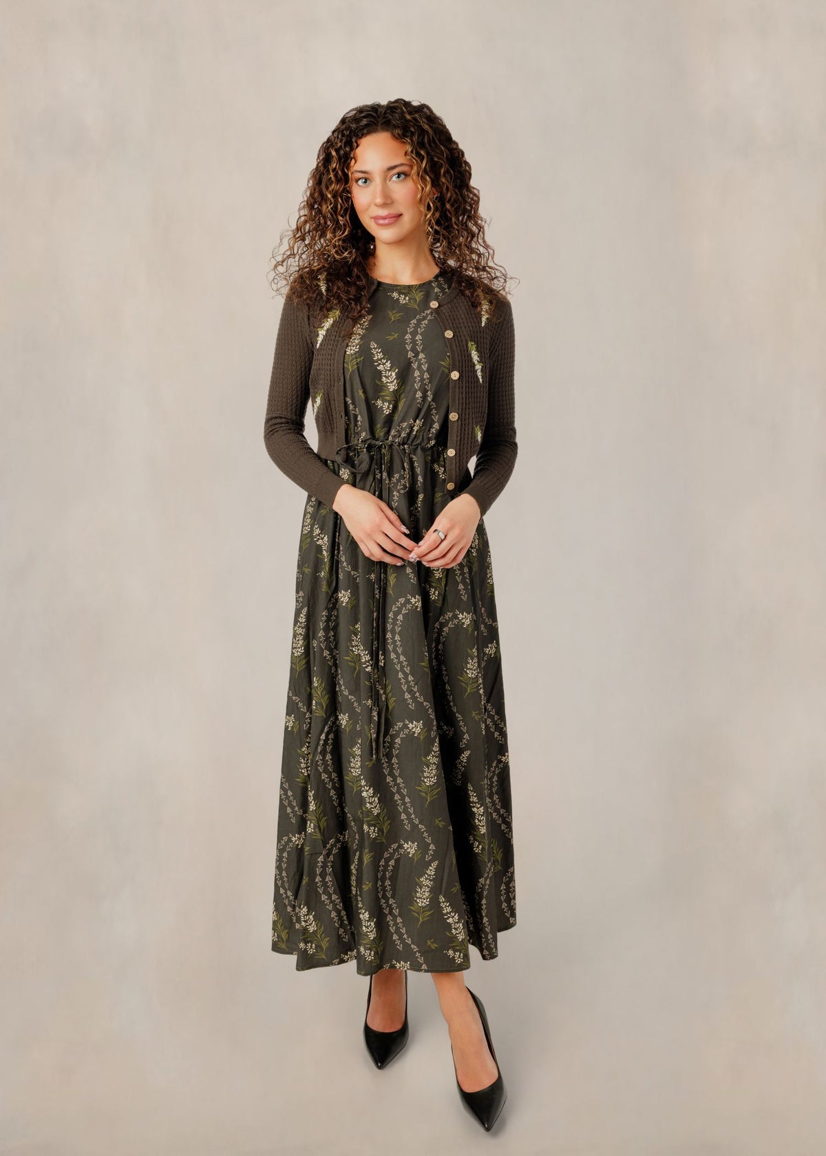 MADISON & PARK 2PC EMBROIDERED CARDIGAN WITH FLORAL DRESS
