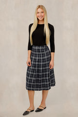 ZOEY+OLIVER PLAID MIDI SKIRT