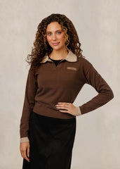 LA'SIMONA CONTRAST COLLAR KNIT POLO