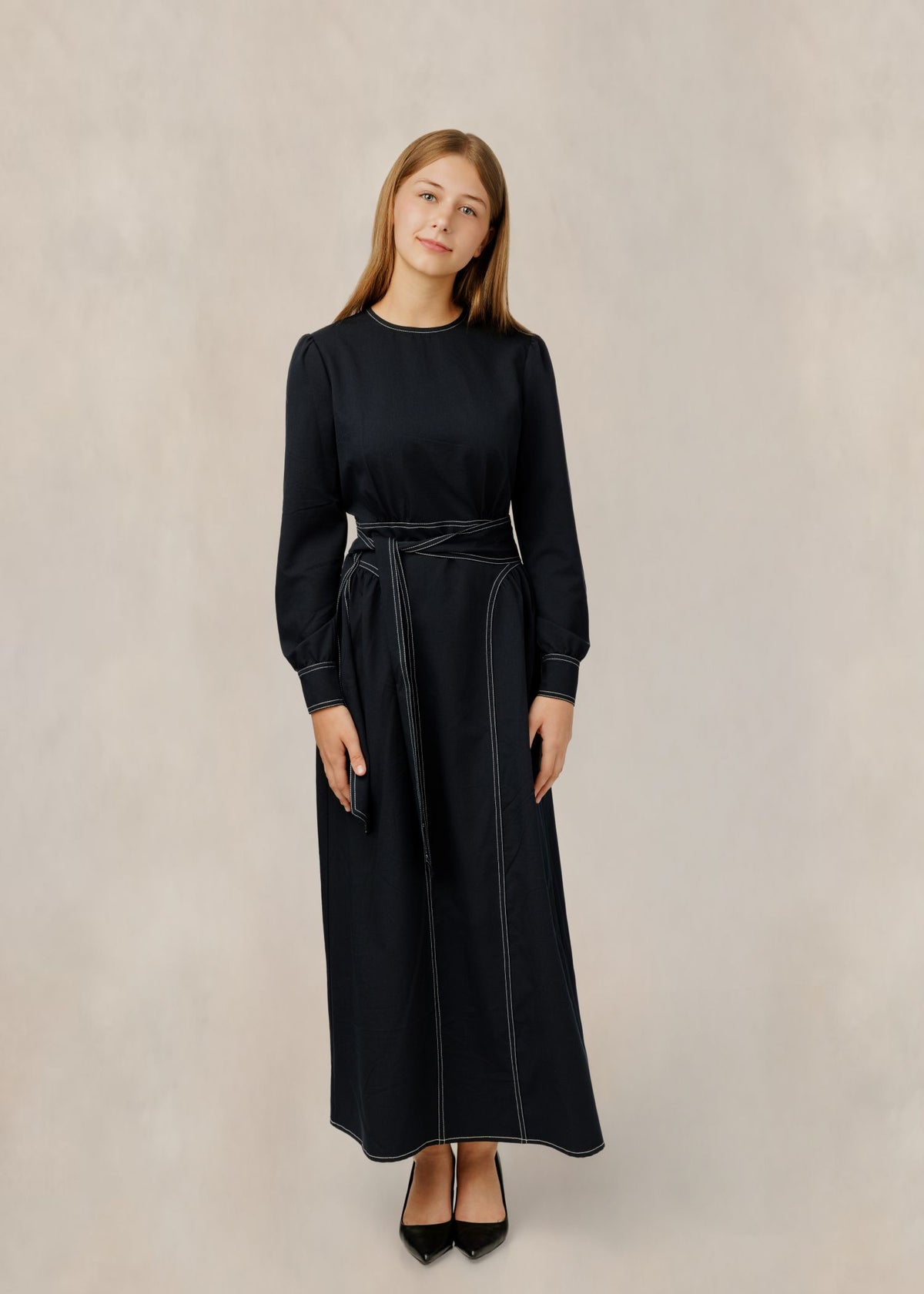 MADISON & PARK CUFF SLEEVE CONTRAST STITCH DRESS