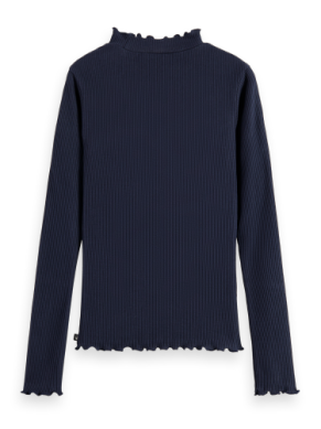 SCOTCH & SODA MOCK NECK SLIM FIT RIBBED TOP