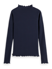 SCOTCH & SODA MOCK NECK SLIM FIT RIBBED TOP