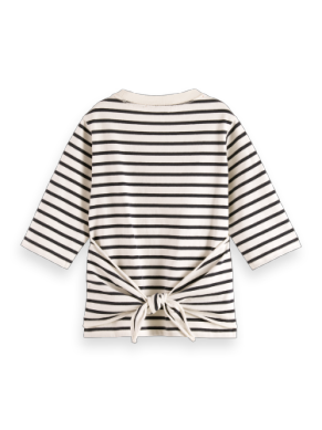 SCOTCH & SODA DENIM WASHED STRIPED WRAP TEE