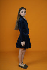 ALITSA 2PC VELVET BLAZER WITH ACCORDIAN PLEAT SKIRT