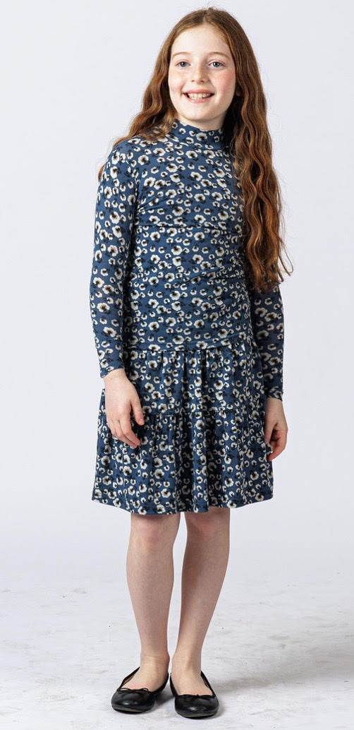 OH GIRL 2PC FLOWER PRINT MOCK NECK WITH TIERED SKIRT