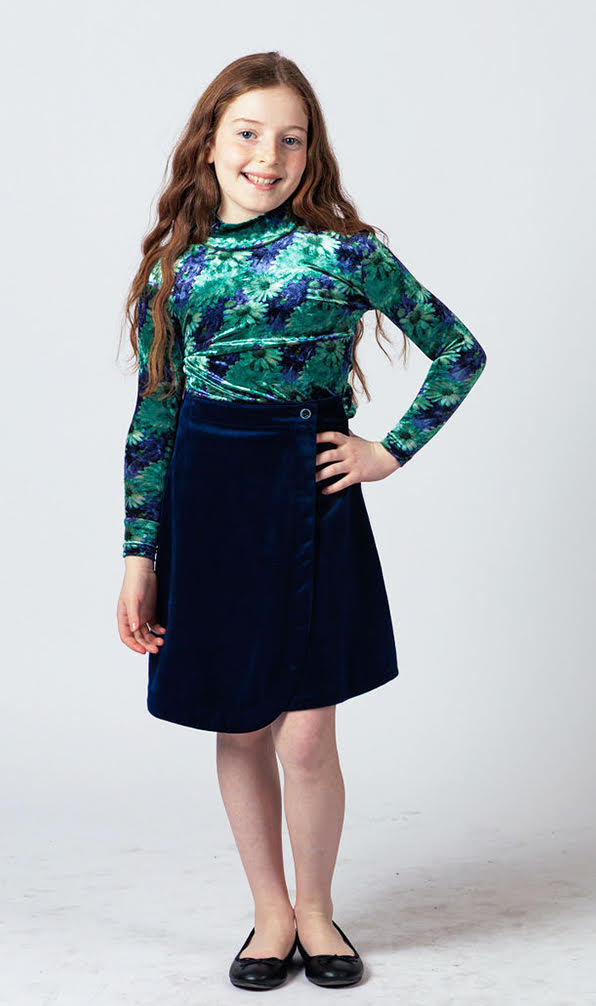 OH GIRL SIDE WRAP VELVET  SKIRT