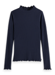 SCOTCH & SODA MOCK NECK SLIM FIT RIBBED TOP
