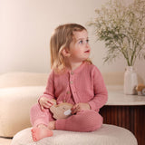 MINI P 3PC POINTELLE CARDIGAN, OVERALLS WITH HAT SET