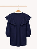 CHLOE LONG SLEEVE DRESS WITH RUFFLE EYELET DETAIL BY SHOULDER