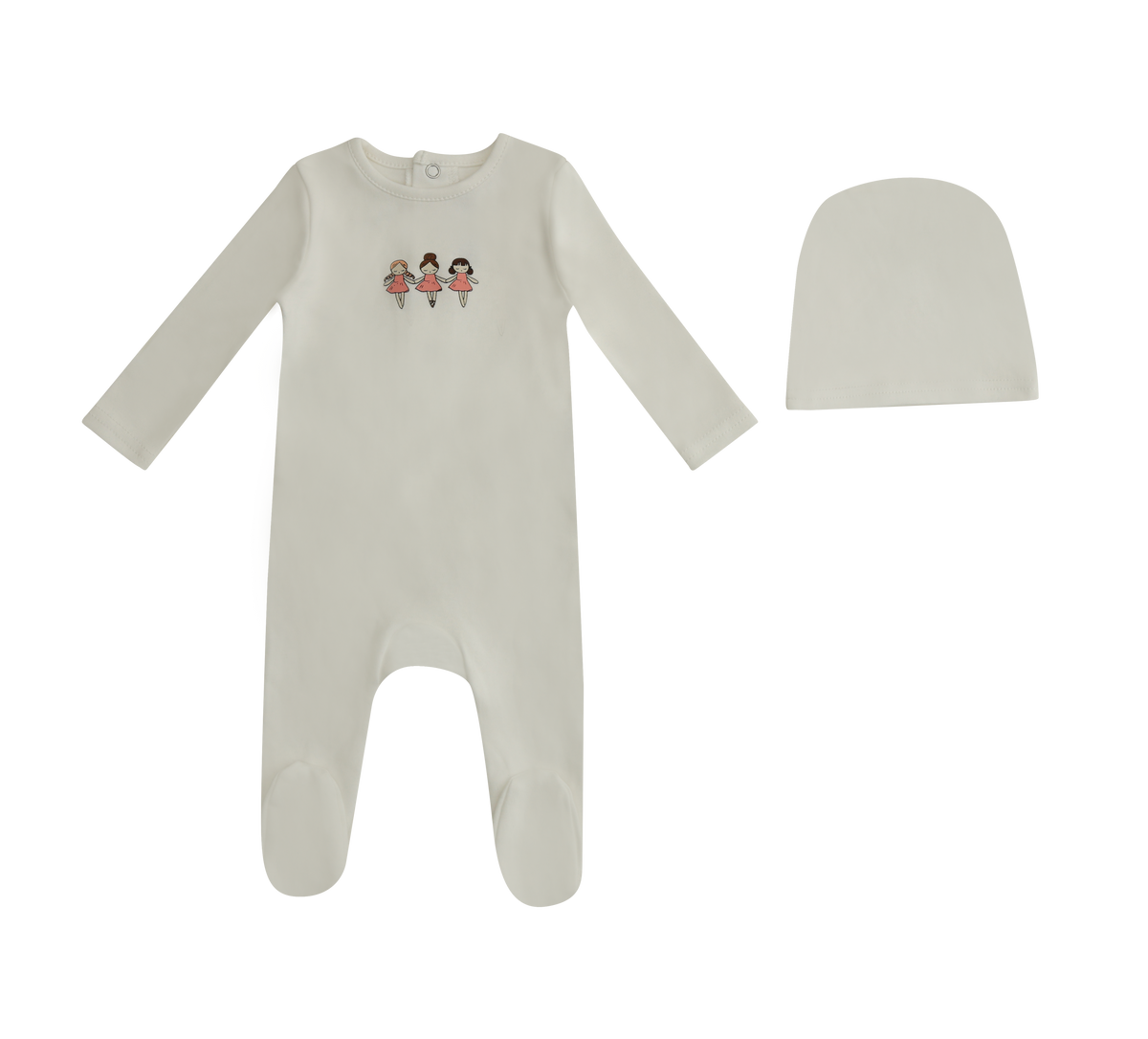 MINILABEL 2PC MINI DANCING DOLLS FOOTIE WITH BONNET SET