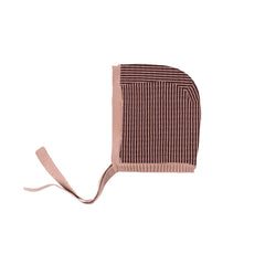 LOOMS 2PC THIN STRIPE KNIT FOOTIE WITH BONNET SET