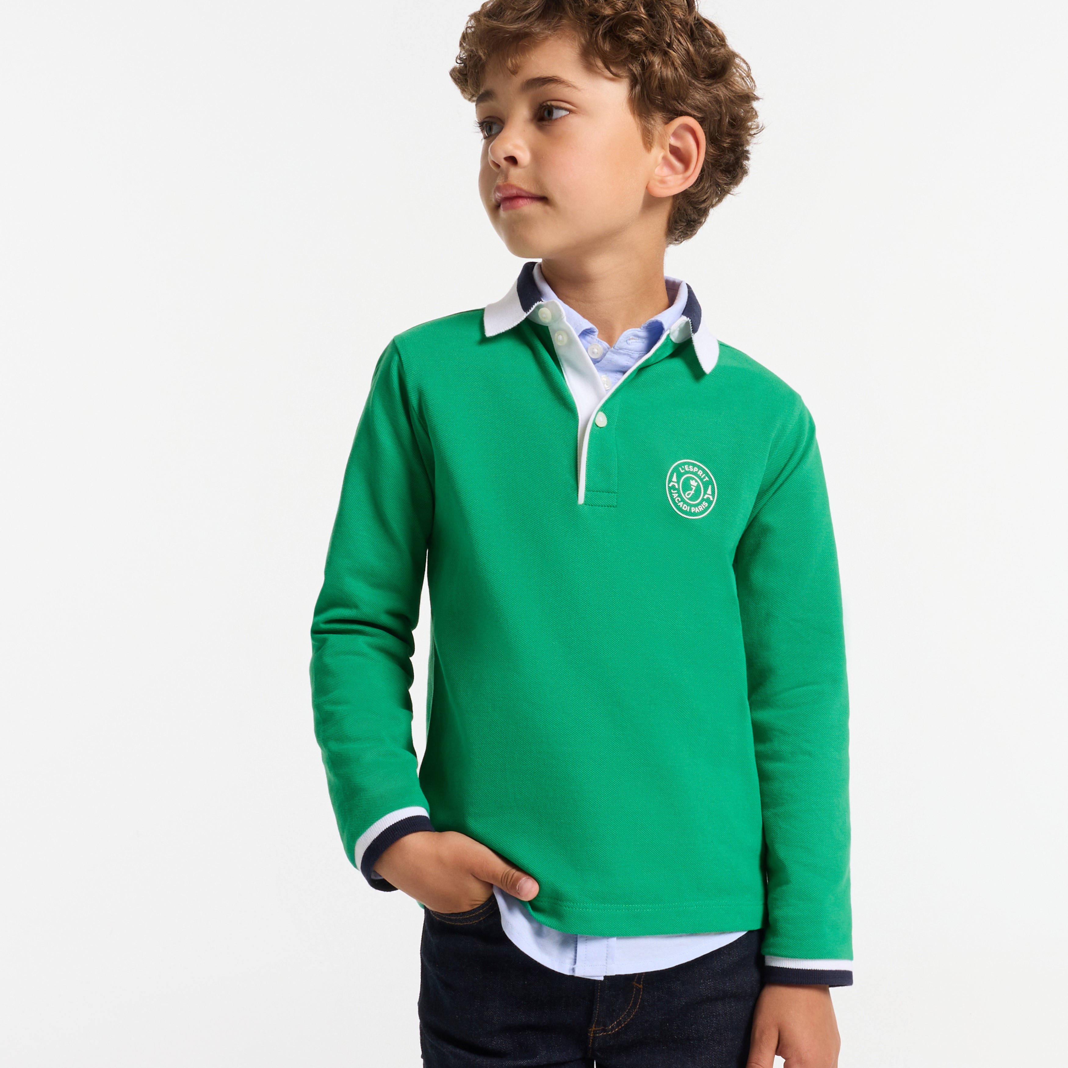 JACADI STRIPE COLLAR AND CUFF POLO
