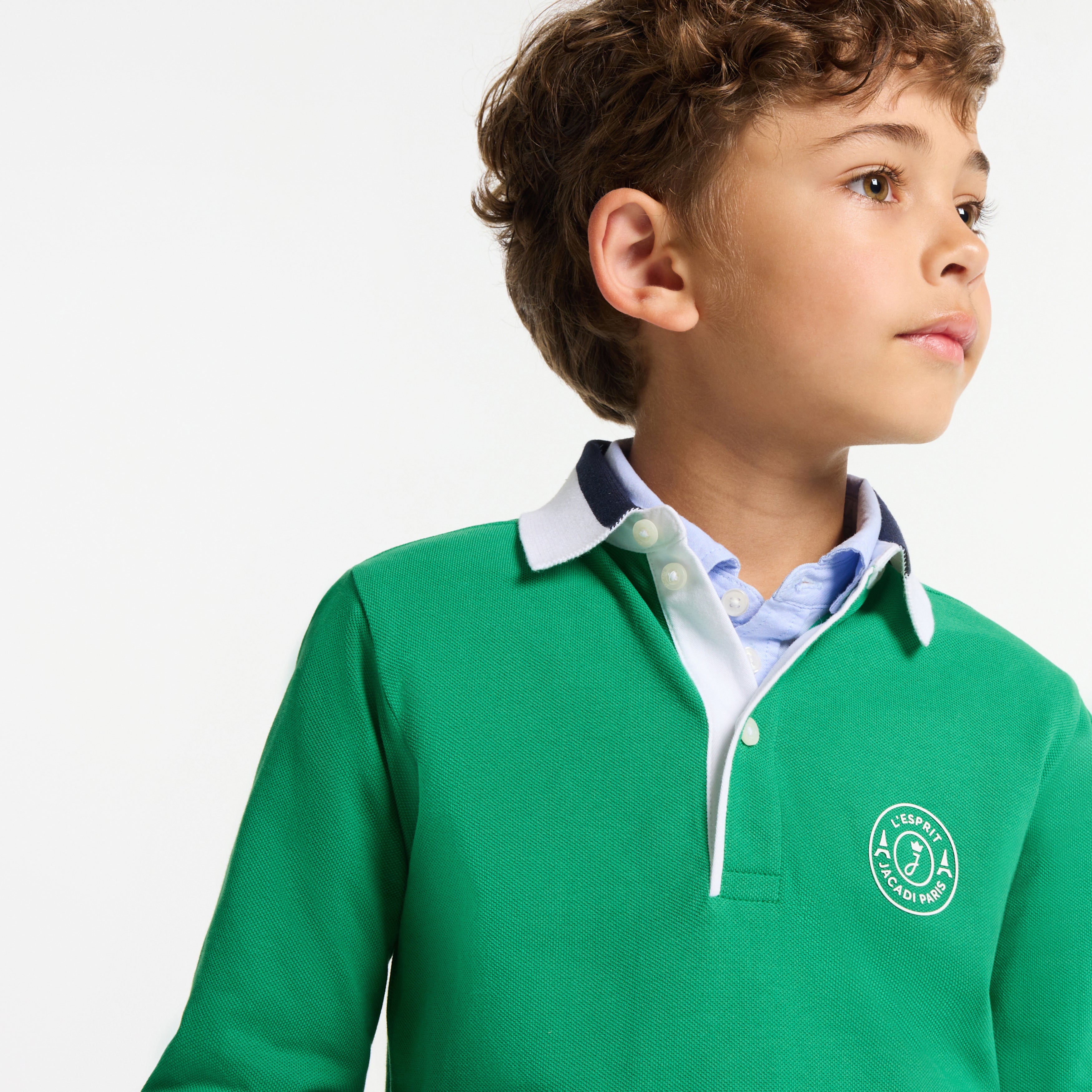 JACADI STRIPE COLLAR AND CUFF POLO