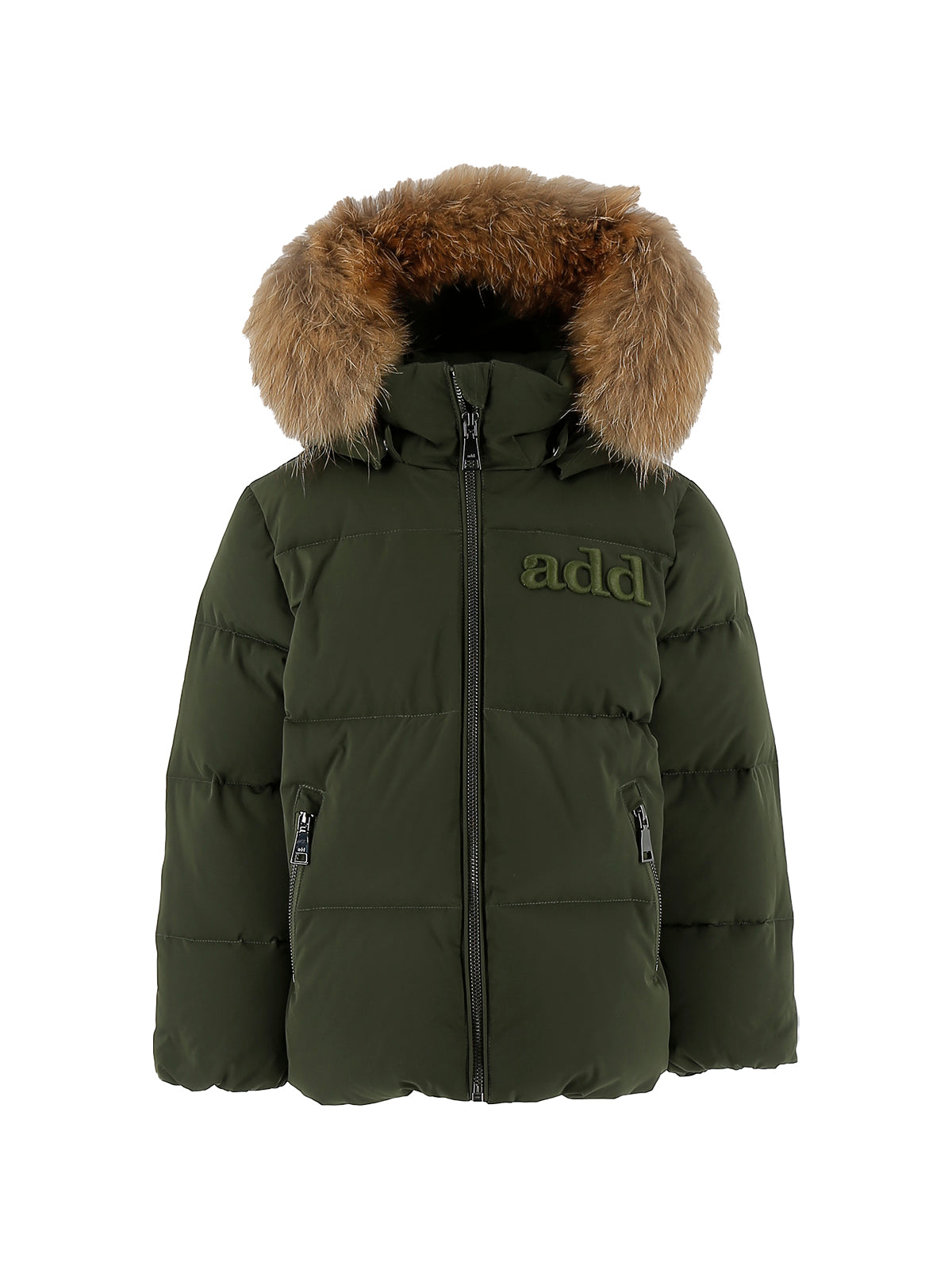 ADD-135 FUR HOODED DOWN JACKET WITH LOGO