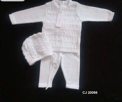 Chant De Joie 3PC KNIT DOTS TOP + BOTTOM + BONNET