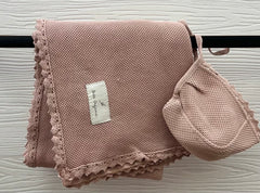 BEBE ORGANIC 2PC HONEYCOMB BLANKET + BONNET