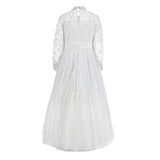 MARCHESA LACE GOWN EMB BOW & COLLAR W/RHINESTONE BUTTONS-70% OFF FINAL SALE