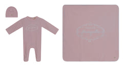 FRAGILE 3PC PUFF PRINT  FOOTIE + HAT +  BLANKET