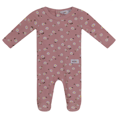 MOCHA FOOTIE WITH WHITE SCALLOP STITCH