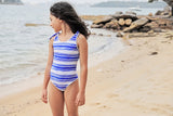 COSMO CREW STRIPE SWIMSUIT WITH TIES